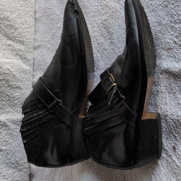 Glacee, Black Leather, Ankle Boots, with Buckle Embellishment. - Picture 3 of 10